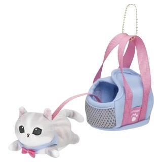 貓福珊迪 可愛造型玩偶吊飾鑰匙圈 MF024 16cm 帶貓出門, 帶貓出門 藍色 + 粉色 + 灰色, 1個