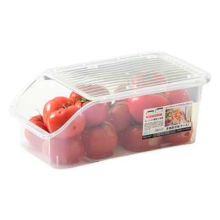 Mass 多功能帶蓋保鮮盒 冰箱收納 大容量32 x 18 x 12cm 白色, 1個, 1入