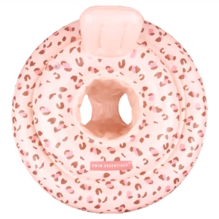 Swim Essentials 荷蘭嬰幼兒充氣坐式泳圈 0-1歲 復古粉小花豹 安全舒適, 1個