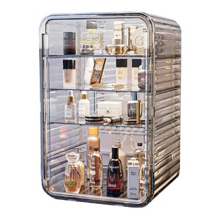 KOLKO 防塵多功能精美收納櫃 4層款 A0186-5 特大, 黑茶棕, 1個