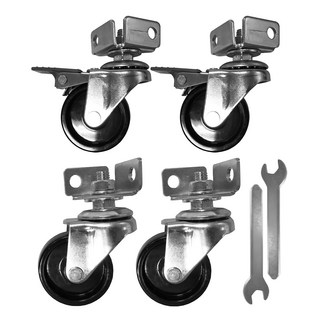KI WISH 居家生活 角鋼專用工業輪 輪徑50MM (兩活+兩煞車輪+小扳手), 銀色 + 黑色, 1組