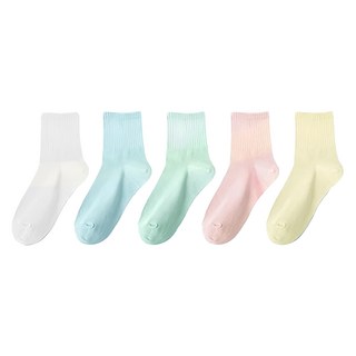 禾統 一次性拋棄壓縮襪 短筒5雙入 均碼 親膚柔軟吸汗透氣 旅行超方便, 椰奶白 + 海鹽藍 + 薄荷綠 + 蜜桃粉 + 起司黃