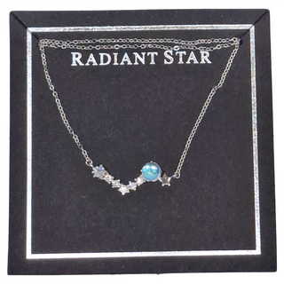 RADIANT STAR 璀璨之星 浪漫星象月光石星星愛心排鑽925純銀項鍊 SL725