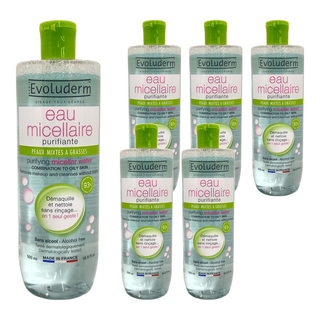 EvoLuderm 潔膚卸妝水 控油調理 混合性至油性肌膚適用, 500ml, 6瓶