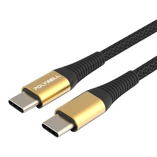 POLYWELL 寶利威爾 Type-C 5A高速充電線, 1m, 金色, 1條