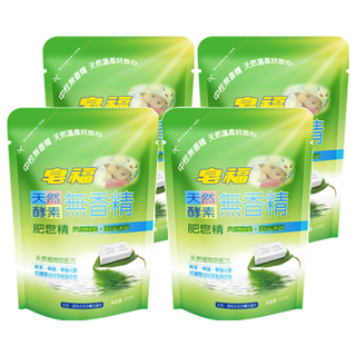 皂福 無香精天然酵素肥皂精 補充包, 添加酵素去除污漬, 自然清潔力, 嬰幼兒衣物適用, 1.5kg, 4包