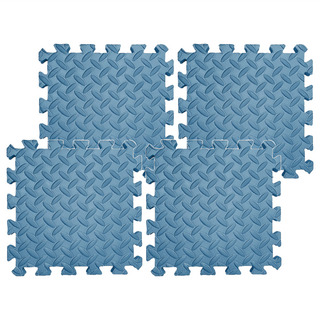 MOMOTARO 桃太郎地墊 極厚超Q樹葉紋巧拼地墊防撞瑜珈墊 附雙邊條, 藏青藍, 4片