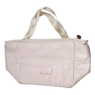 時尚馬卡龍色大容量PU防水保溫保冷便當袋 - 米白色, 1個