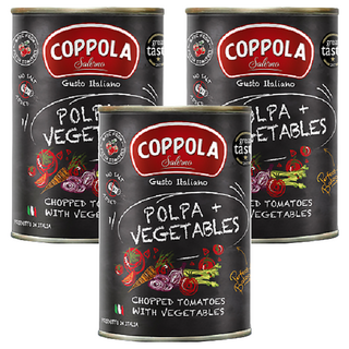 COPPOLA 柯波拉 天然無鹽 綜合蔬菜切丁番茄基底醬, 400g, 3罐