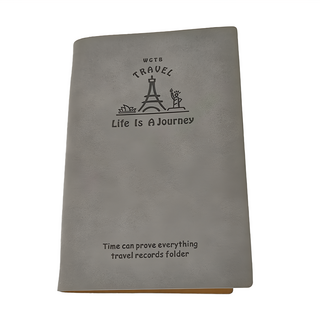 票根收集冊-灰色，PU材質金屬配件, 1本