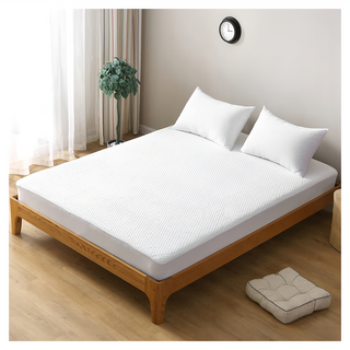 TPU醫保級全防水抗菌保潔墊 100%聚酯纖維, 雙人加大 6尺, 純粹白