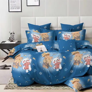 A-ONE 雪紡棉被套 環保印染技術 高染色牢度 耐洗不易褪色 高成本磨毛處理 吸濕透氣 150x180cm, 雙人, 好朋友