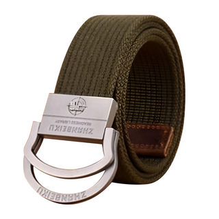 ZHANG BEIKU 金屬雙環扣帆布腰帶 黑色/卡其色/灰色, 綠色, 121 x 4cm