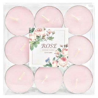 PATTO RABBIT 百特兔 香氛蠟燭 9個, 玫瑰, 14g, 1組