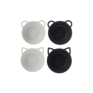 Nineware 動物造型餐碗組 4個, PP塑膠材質, 象牙白小貓款 + 灰色小貓款 + 象牙白小熊款 + 灰色小熊款, 1組