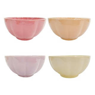 JUST HOME 馬卡龍陶瓷4.7吋飯碗4件組, 混合顏色, 飯碗12 x 12 x 6cm x 4個, 1組