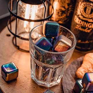 Solarlife 304不鏽鋼冰塊 Set 8個 SGS檢驗合格 原色/金色/幻彩 長效保冰, 1組