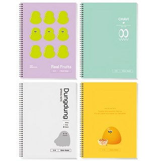 YOUNG ART Chavi 小學3~6年級兼用線圈60頁橫線筆記本, 4本, 顏色隨機