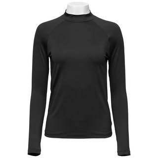 CARET 女款涼感小立領長袖上衣，快乾，防紫外線, S, 黑色