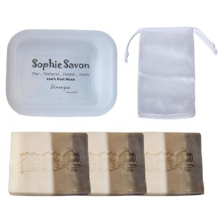 Sophie Savon 蘇菲皂 闔家平安旅行組合 平安皂3顆 + 肥皂盒 + 網袋, 20g, 3個
