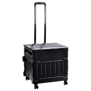 快樂小島 摺疊手推車 50L 萬向輪設計 可摺疊收納 鋁合金拉桿 購物搬運省力助手, 黑色, 1入