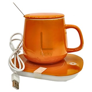 55度恆溫暖心杯墊禮盒, 玻璃面板12 x 16cm + 陶瓷保溫杯7.5 x 9.5 x 12cm + 勺子15cm, 玻璃面板12 x 16cm + 陶瓷保溫杯7.5 x 9.5 x 12cm + 勺子15cm, 顏色隨機, 1盒