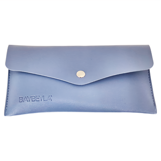 BAYBEYLA 木柄套刷12件組 0.07mm巴斯夫纖維毛 附12孔麂皮刷具造型收納包, 煙燻藍, 1組