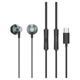 Celebrat D14 TYPE-C 金屬耳塞式耳機 14.2mm驅動單元 20Hz-20KHz 帶麥克風 線長120CM, 黑色