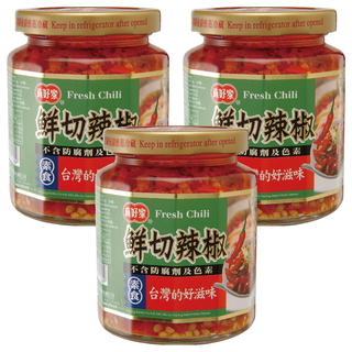 真好家 鮮切辣椒, 適用於涼拌、拌麵、沾醬, 280g, 3罐