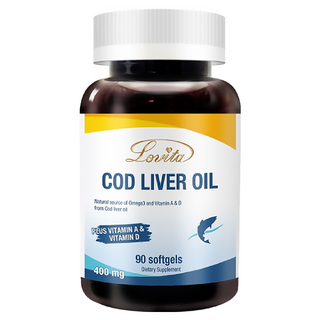 Lovita 愛維他 挪威鱈魚肝油膠囊 含維生素A D和Omega 3, 90顆, 63g, 2罐