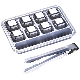 316不鏽鋼冰塊套組, 8顆入, 附冰塊夾, 不融化不稀釋, 1組