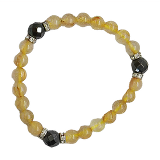 晶鑽圓珠手鍊 台灣製造 水晶材質, 鈦赫茲鈦晶, 18cm