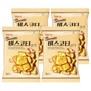 LOTTE 樂天 大蒜麵包餅乾 韓國團購零食 香脆可口, 70g, 4包