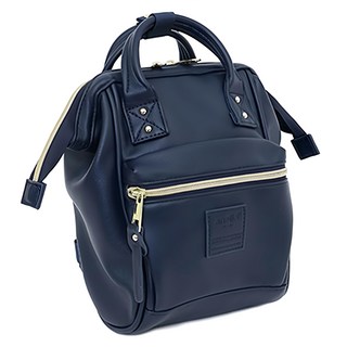 anello 新版2代輕質皮革經典口金後背包 AHB3778-NV, 深藍色, 迷你