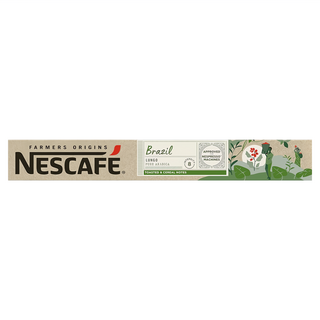NESCAFE 雀巢咖啡 瑞士 FARMERS ORIGINS 精品農夫咖啡 Brazil lungo 巴西市場 Nespresso 咖啡膠囊, 10顆, 5g, 1盒