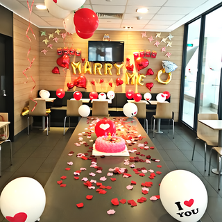 生活King 套餐豪華版求婚浪漫氣球 Set, 金色字母MARRY ME, 紅心氣球, I LOVE YOU, 混合色, 1組