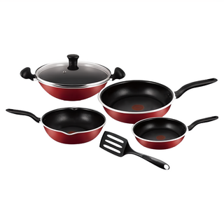 Tefal 特福 SO RED PLUS系列 不沾鍋 6件組, 煎鍋2個 + 深煎鍋1個 + 炒鍋附蓋1組 + 鍋鏟1支, 紅色 + 黑色, 1組