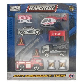 TEAMSTERZ 緊急救難車組，城市應急團隊套裝, HT65741, 1盒, 17.5 x 19.5 x 3.5cm