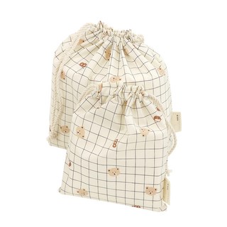 semoms 格紋熊印花束口袋 Set 2入