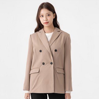 CARET 女款雙排釦西裝外套, S, 淺褐色