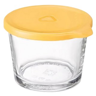 SHIMOYAMA 玻璃儲物罐/保鮮盒 黃色 260ml, 容器 + 蓋子, 1個