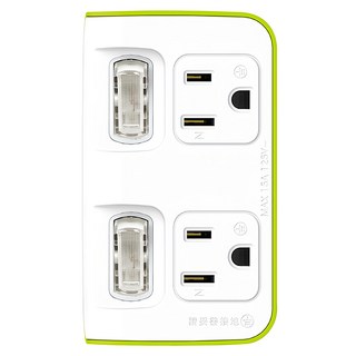 Tyson 太順電業 2切2座 3P便利型 節能小壁插 TS-122B 萊姆色, 1個