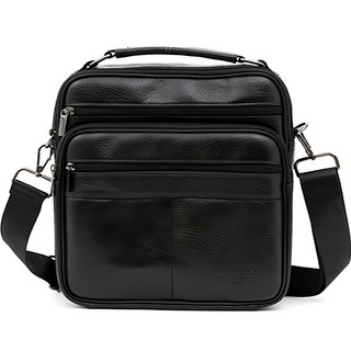 CAPACCI 男用運動皮革休閒斜背包 CCI-8802, 黑色