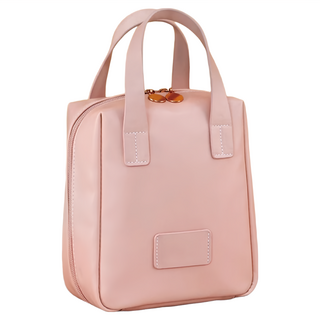 貝殼手提化妝包 Set 2 PU皮革 防水面料, 16 x 6 x 21cm, 珊瑚粉