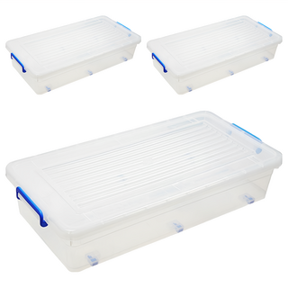 KEYWAY 聯府 西式掀蓋整理箱 35L, 透明色, 3個