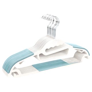 樂邦 多功能無痕防滑衣架 耐用衣架組, 淺藍色, 10個
