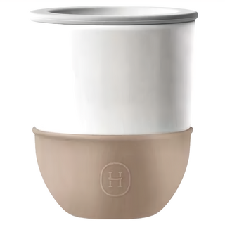 HYDY 陶瓷杯 300ml 杯蓋食品級矽膠耐熱220°C, 荒野 白色 + 淺棕色, 1個