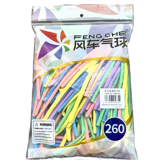 風車氣球 260 長條氣球組，多種可愛造型可選, 馬卡龍混色, 100個, 1包