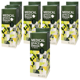 上好生醫 成人立體醫療防護口罩, 軍綠, 10片, 6盒