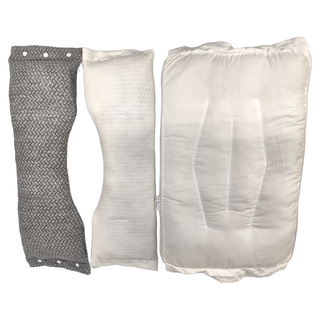 三合一雙層酣睡枕 上層針織布+下層全棉布 台灣監製 68 x 40 x 20cm 1個 White Gray, 白色 + 灰色